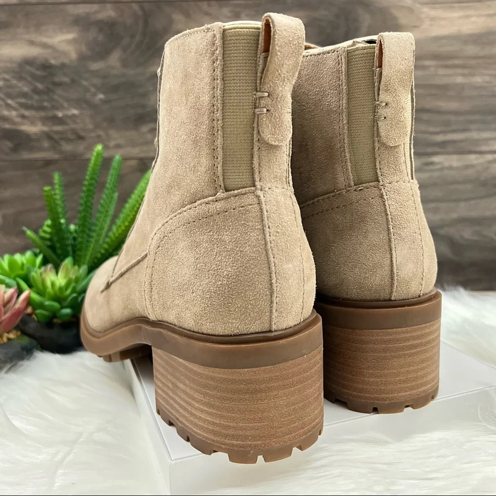 ❌SOLD❌NIB Lucky Brand Diedrah Lug Sole Oiled Suede Lace Up Combat Boot Dune - Picture 8 of 12